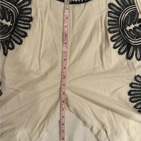 Anthropologie Embroidered Chic Cream and Black Floral Wide Leg Pants - Picture 11 of 12